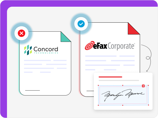 Concord lacks signing capabilities unlike eFax corporate