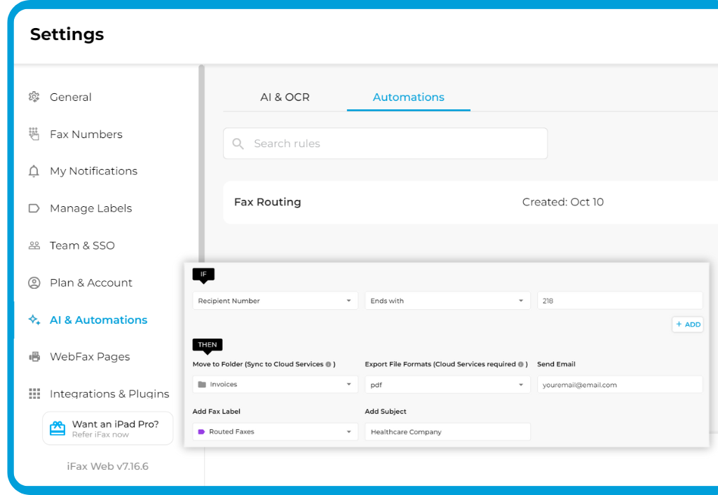 automated inbound fax routing