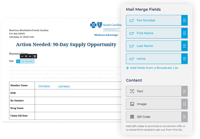 Quickly Preview Broadcast Fax With Mail Merge Fields