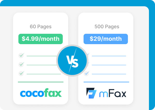 Cocofax vs mFax pricing