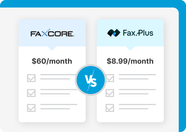 FaxCore vs FaxPlus pricing