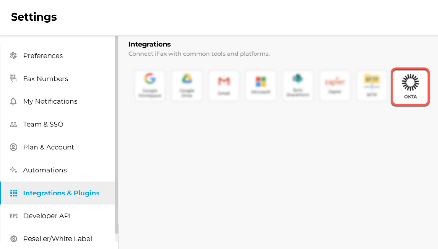 Okta SSO Integration With iFax