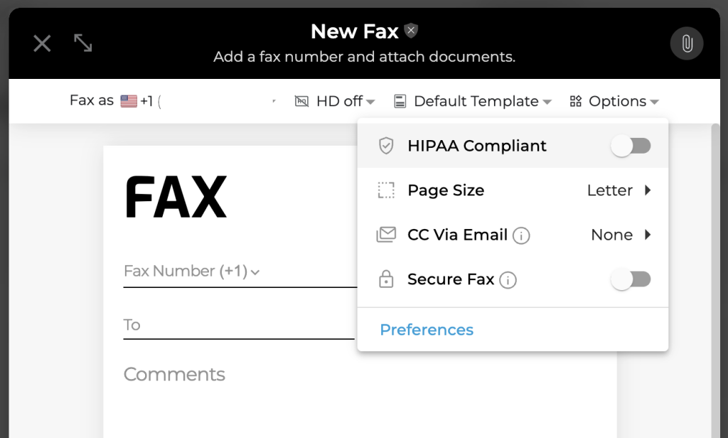 Online fax configuration