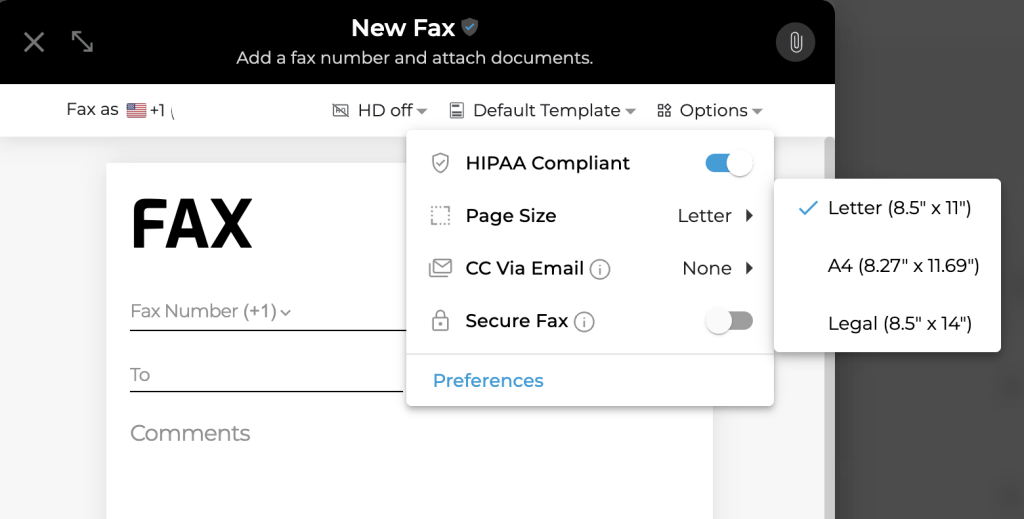 Online fax configuration