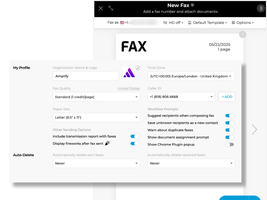 online fax configuration