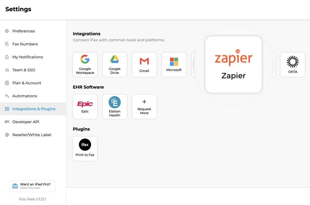 Zapier fax integration