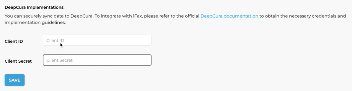 Deep Cura integration iFax