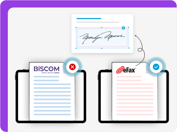 Biscom does not support fax eSignatures