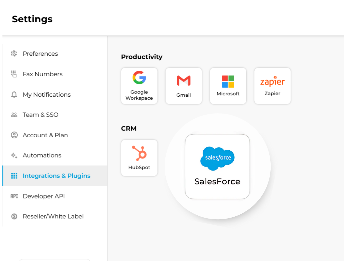 Salesforce fax integration