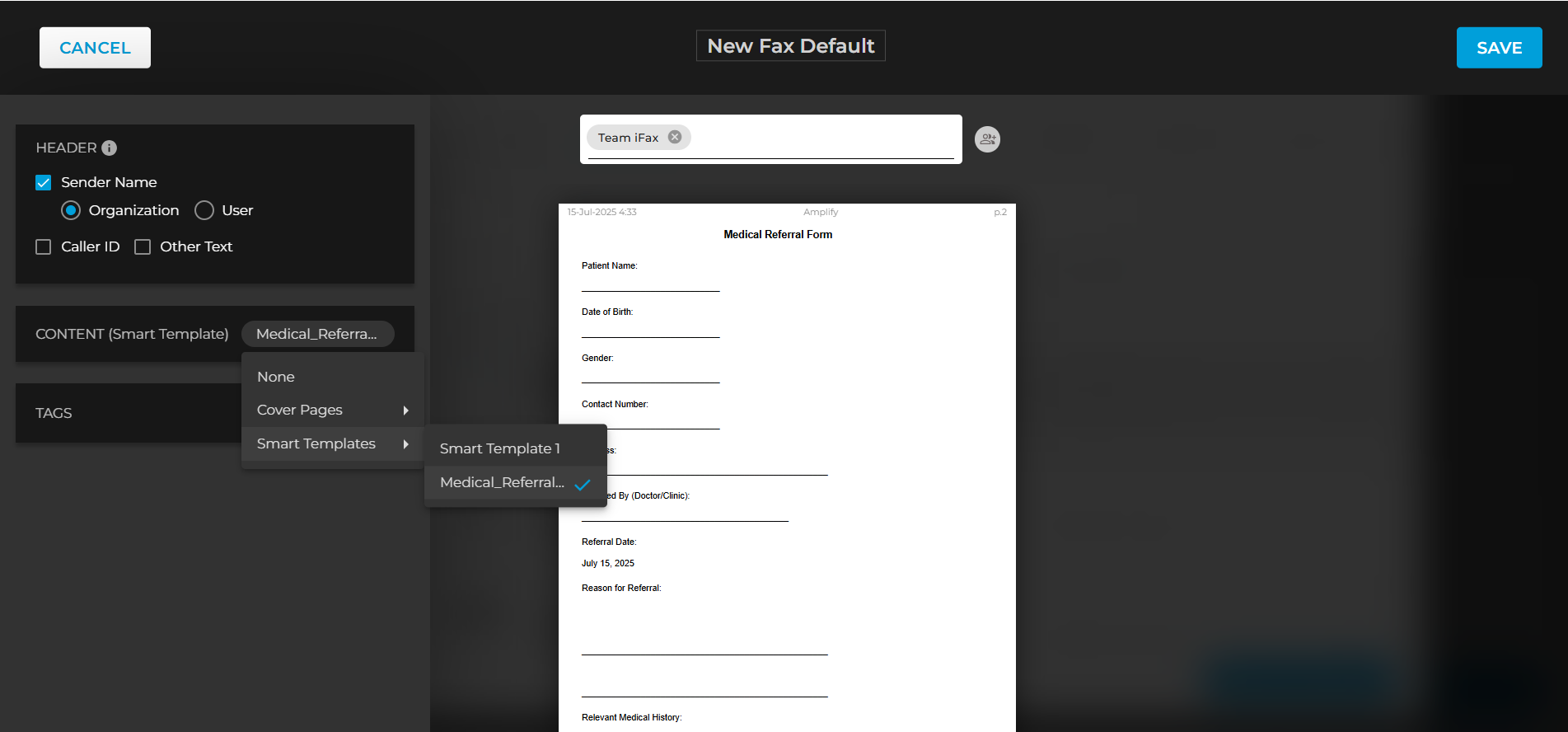 Smart Fax Templates iFax