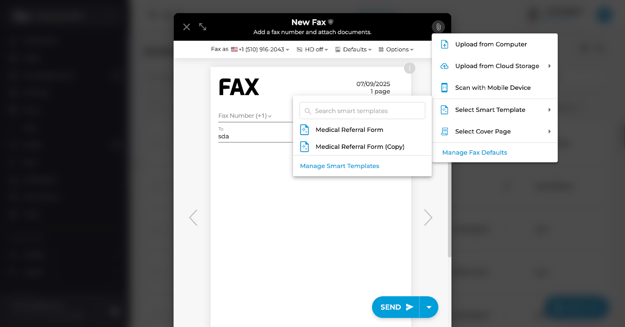 add smart fax templates via file attachment ifax