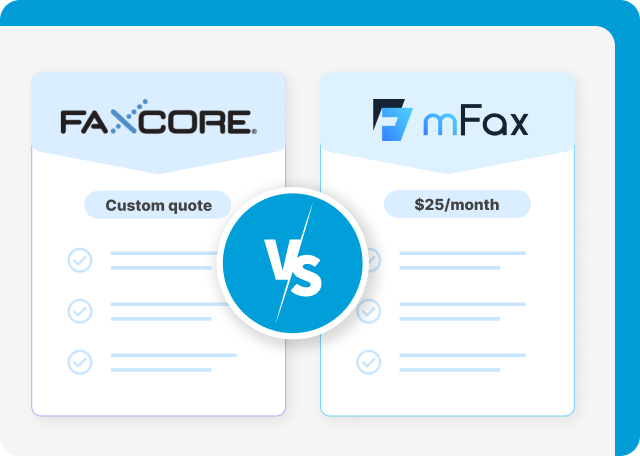 faxcore vs mfax pricing plans