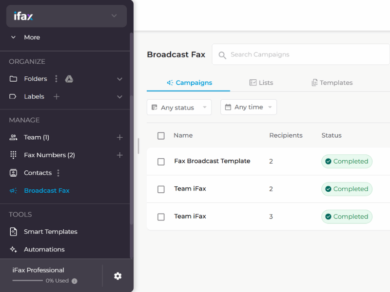 How to launch fax broadcast campaigns