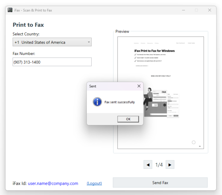 print to fax from windows
