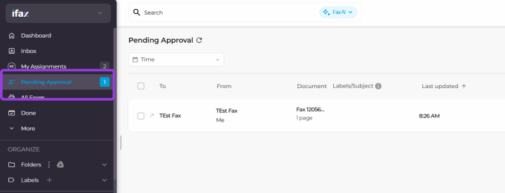 Pending Approval for Fax