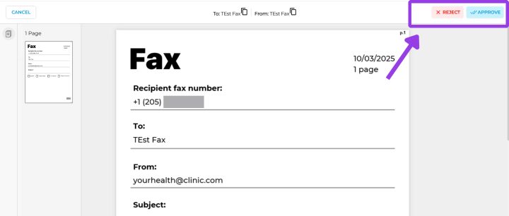 Reject or Approve Faxes