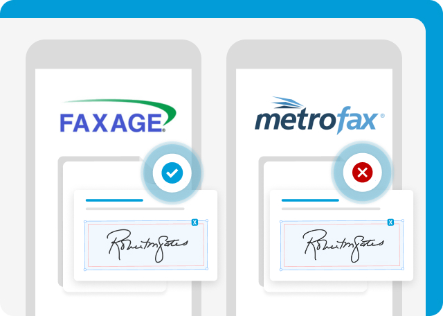 faxage supports digital signatures but metrofax does not