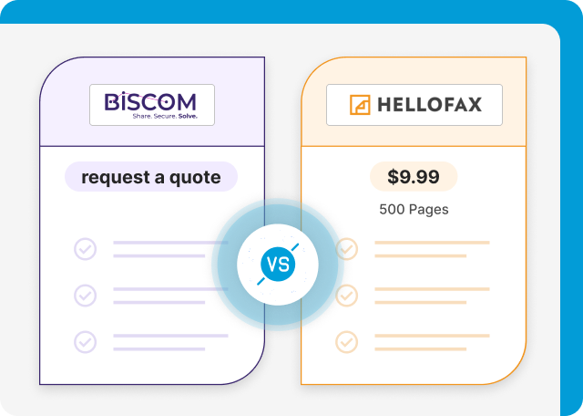 Biscom vs Hellofax Pricing and Plans