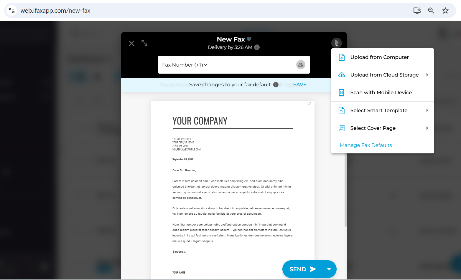 how to send a fax from iPhone using iFax web fax service