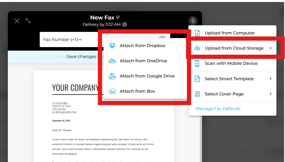 how to send a fax via iphone using cloud storage