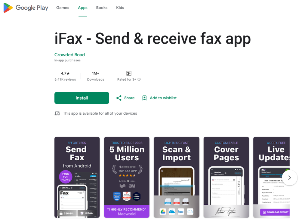 mobile app to fax from android