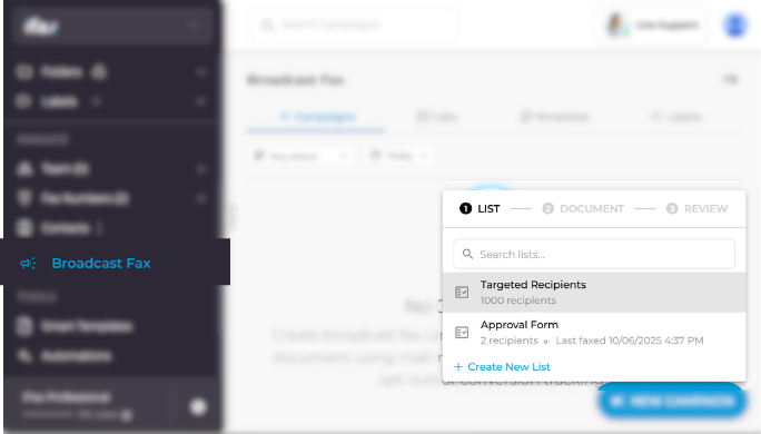 3-step fax broadcast with ifax