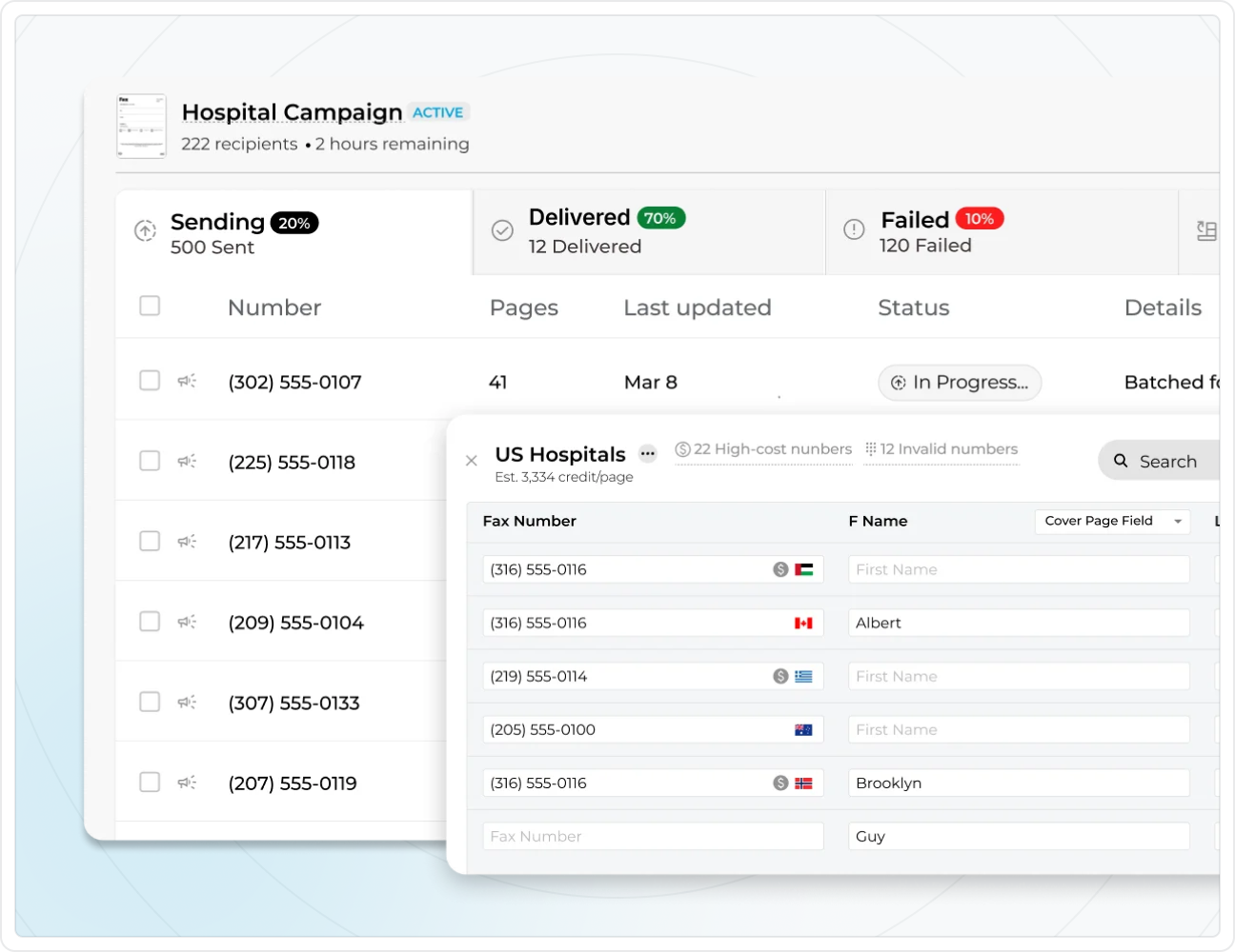 Screenshot showing iFax blast results