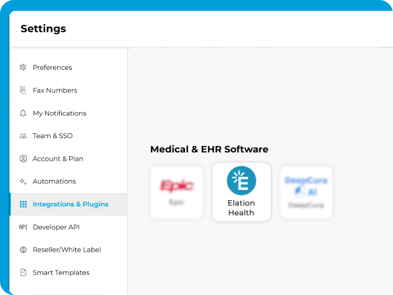 send and receive faxes via Elation Health