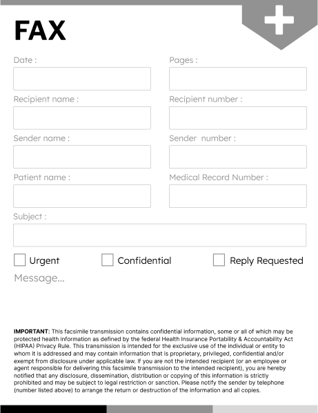 HIPAA Ambulance Fax Cover Sheet