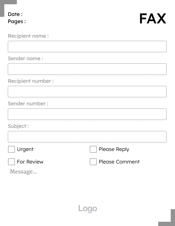 Contract Fax Cover Sheet