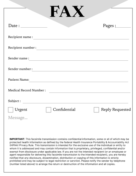 HIPAA Dental Fax Cover Sheet