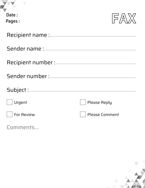 Department fax cover sheet