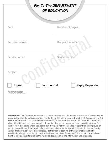 Department of Ed fax cover sheet