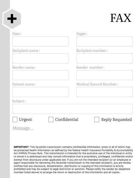 HIPAA Dermatology Fax Cover Sheet