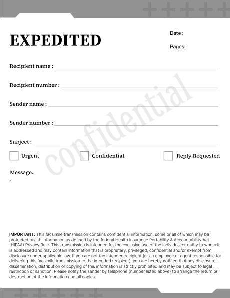 Expedited Medical Fax Cover Sheet