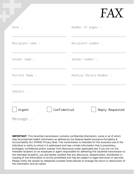 HIPAA Gastroenterology Fax Cover Sheet