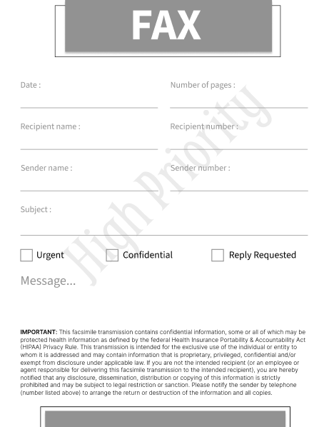 High Priority Fax Cover Sheet