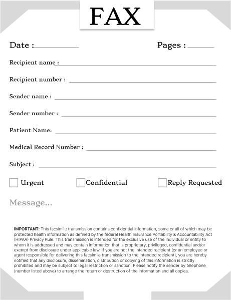 HIPAA Non-profit Fax Cover Sheet