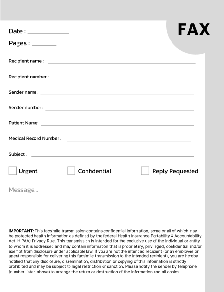 HIPAA Oncology Fax Cover Sheet