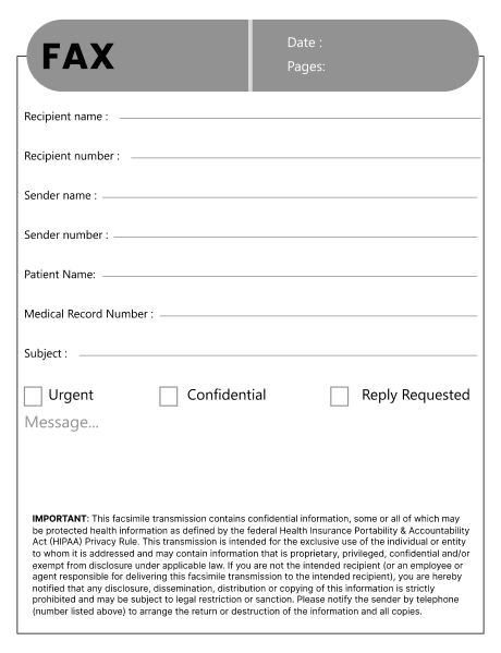 HIPAA Ophthalmology Fax Cover Sheet