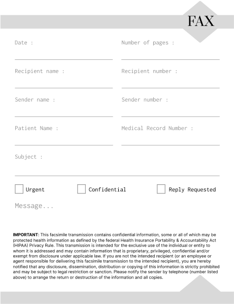 HIPAA Orthopedics Fax Cover Sheet