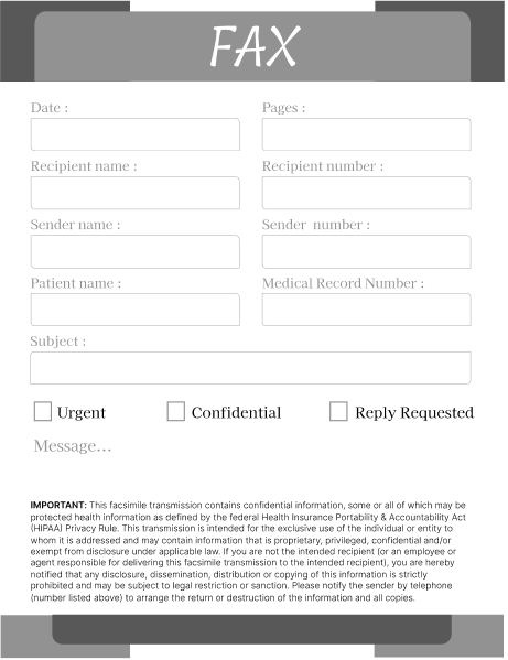 HIPAA Pulmonology Fax Cover Sheet