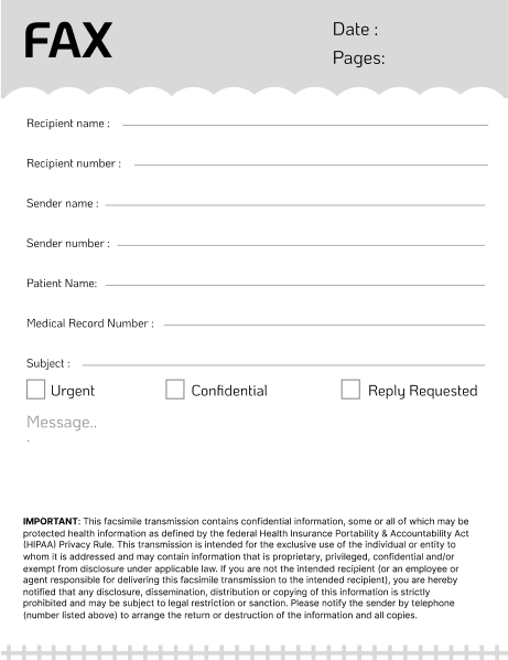 HIPAA Home Health Care Fax Cover Sheet