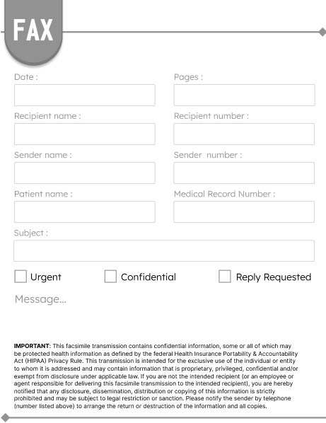 HIPAA Insurance Claims Fax Cover Sheet