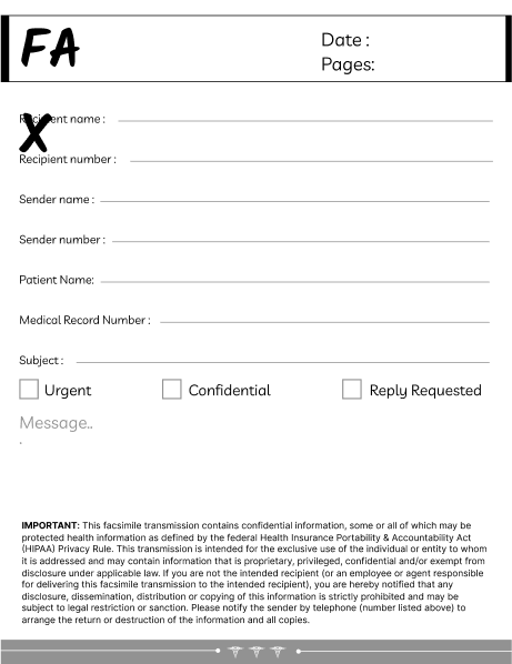 HIPAA Insurance Fax Cover Sheet