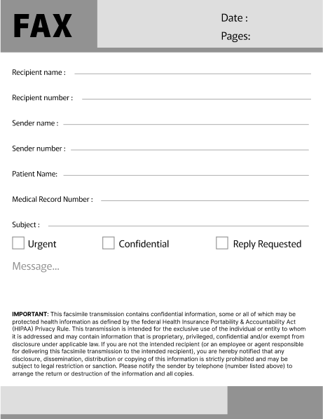 HIPAA Mental Health Fax Cover Sheet