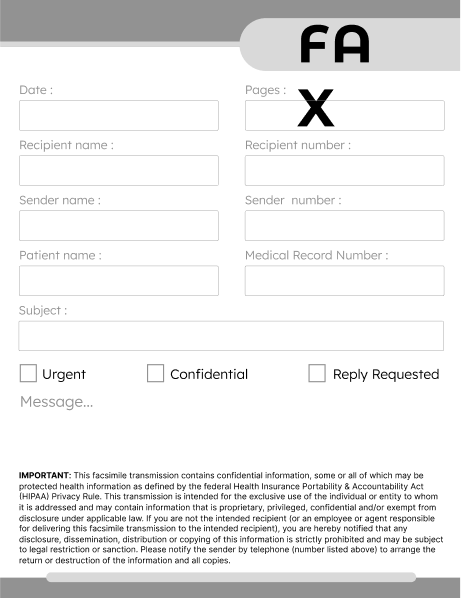 HIPAA Neurology Fax Cover Sheet