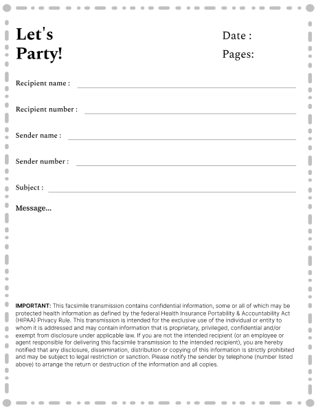 Party Fax Cover Sheet