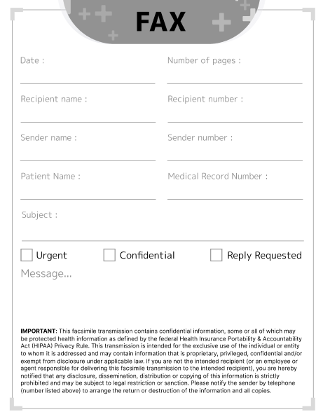 HIPAA Prescription Fax Cover Sheet